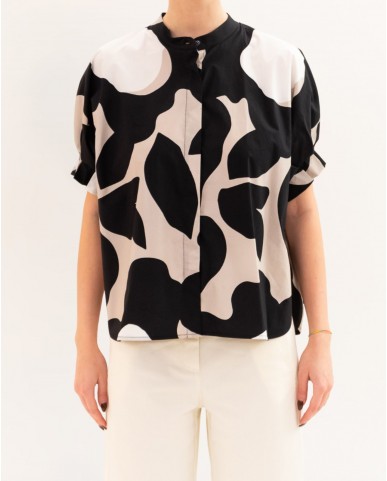 Meimeij - Camicia Nera/Beige Donna M6PAH2 S1018 NERO/MO P26