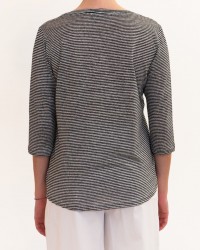 Aragona - Maglia Righe Nero/Beige Donna D3369TR 1425 BIA/NE P26