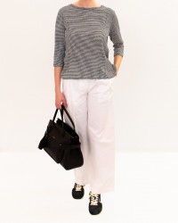 Aragona - Maglia Righe Nero/Beige Donna D3369TR 1425 BIA/NE P26