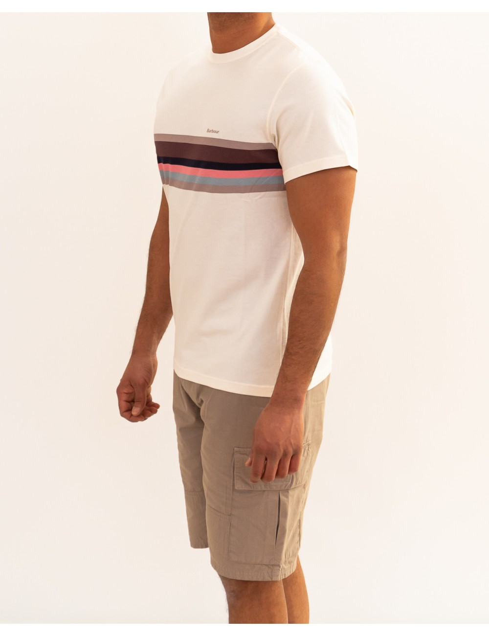 Barbour - T-shirt Girocollo Righe Bianca Uomo MTS1467 WH32 P26