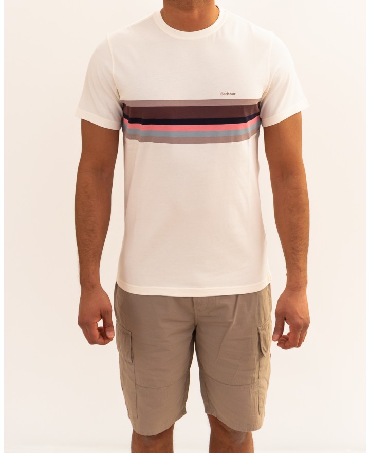 Barbour - T-shirt Girocollo Righe Bianca Uomo MTS1467 WH32 P26