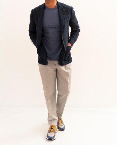 Santaniello - Men's Blue Linen Single-Breasted Jacket DS3032 GL797MF 79B P26