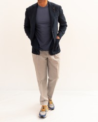 Santaniello - Men's Blue Linen Single-Breasted Jacket DS3032 GL797MF 79B P26