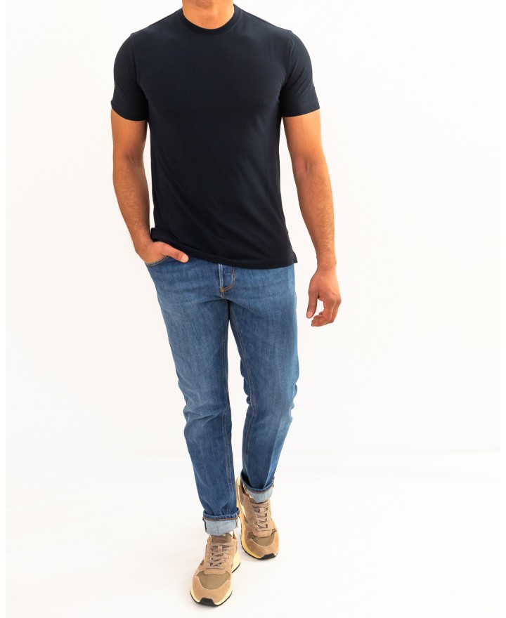 Zanone - Men's Blue Ice Cotton T-Shirt 815214 ZG380 Z0542 P26