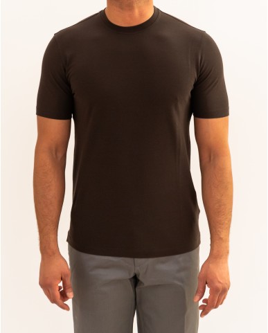 Zanone - Men's Brown Ice Cotton T-Shirt 815214 ZG380 Z1495 P26