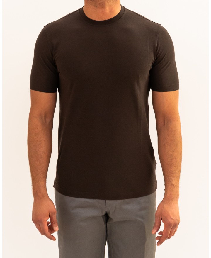 Zanone - Men's Brown Ice Cotton T-Shirt 815214 ZG380 Z1495 P26
