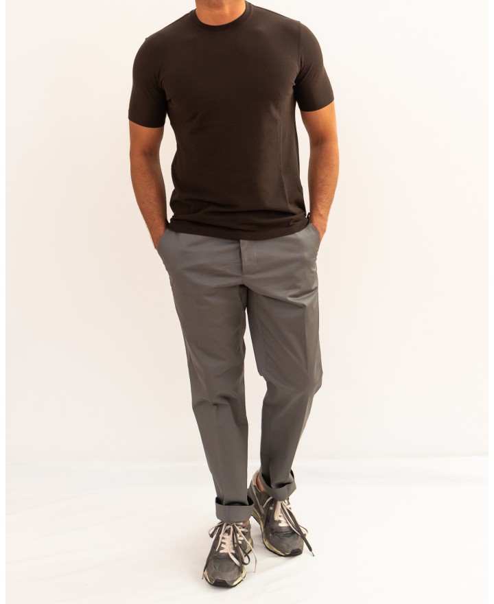 Zanone - Men's Brown Ice Cotton T-Shirt 815214 ZG380 Z1495 P26