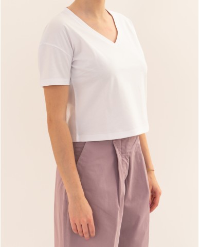 Aragona - T-shirt Scollo V Bianca Donna D3354TP 90 BIANCO P26