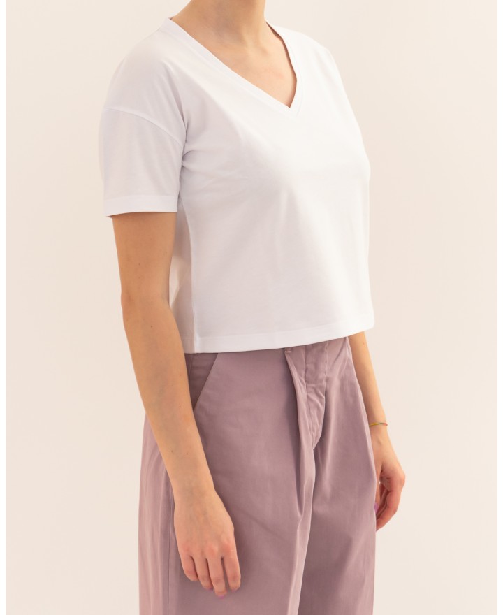 Aragona - T-shirt Scollo V Bianca Donna D3354TP 90 BIANCO P26