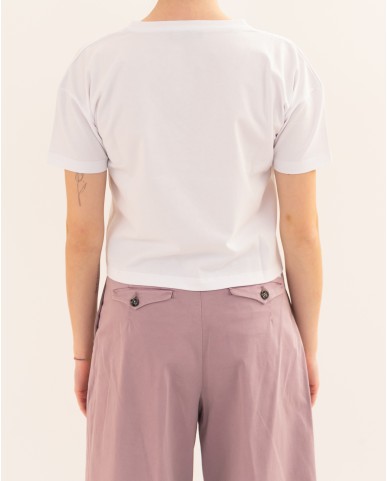 Aragona - T-shirt Scollo V Bianca Donna D3354TP 90 BIANCO P26