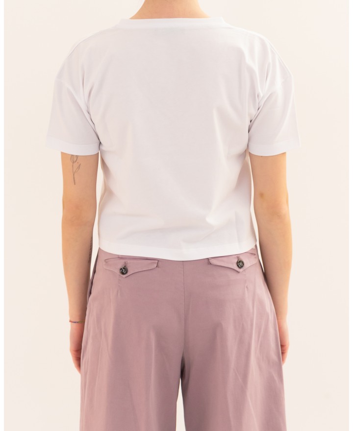 Aragona - T-shirt Scollo V Bianca Donna D3354TP 90 BIANCO P26