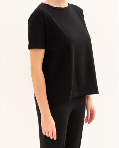 Aragona - Women's Black Crew Neck T-Shirt D3355TP 101 NERO P26