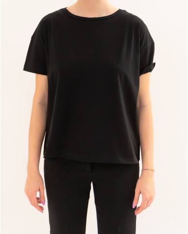 Aragona - Women's Black Crew Neck T-Shirt D3355TP 101 NERO P26