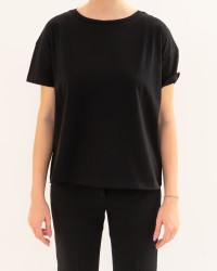 Aragona - Women's Black Crew Neck T-Shirt D3355TP 101 NERO P26