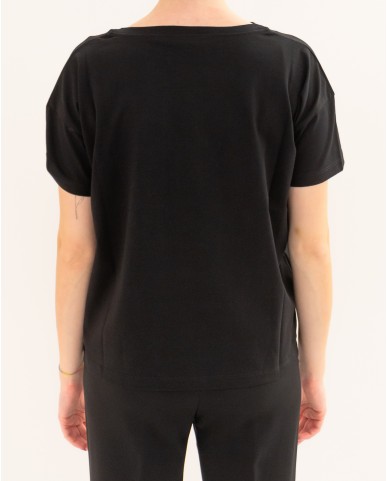 Aragona - Women's Black Crew Neck T-Shirt D3355TP 101 NERO P26