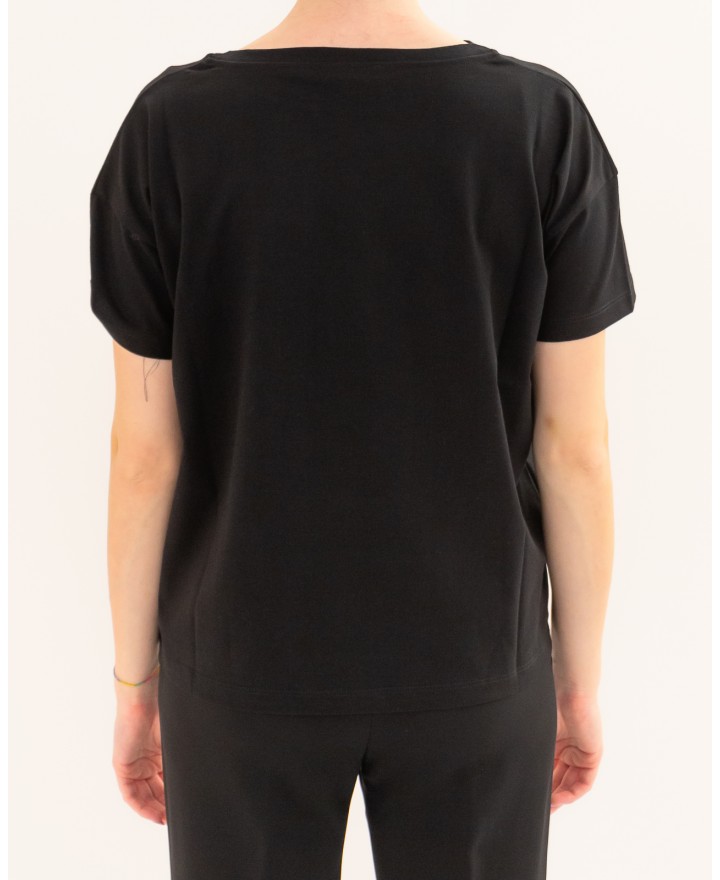 Aragona - Women's Black Crew Neck T-Shirt D3355TP 101 NERO P26