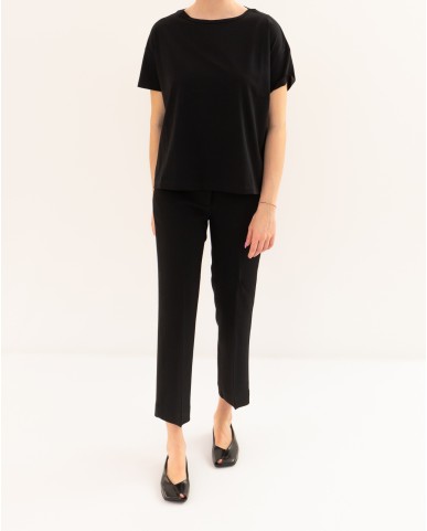 Aragona - Women's Black Crew Neck T-Shirt D3355TP 101 NERO P26