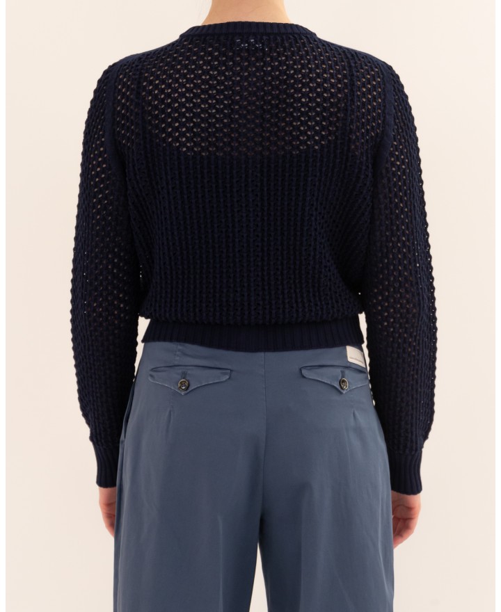 Arovescio - Cardigan Traforato Blu Donna W2535/01 401 DEEP BL P26