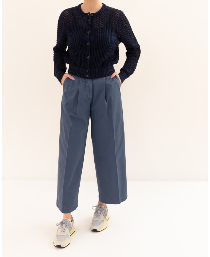 Arovescio - Cardigan Traforato Blu Donna W2535/01 401 DEEP BL P26