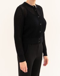 Arovescio - Cardigan Traforato Nero Donna W2535/01 999 BLACK P26