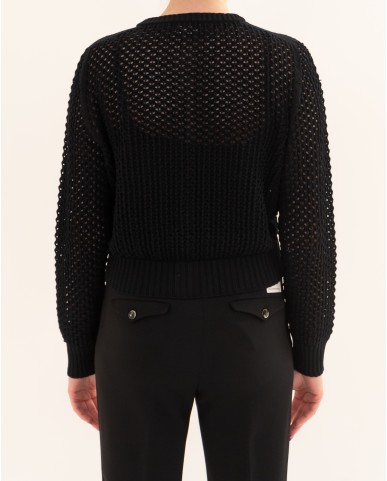 Arovescio - Cardigan Traforato Nero Donna W2535/01 999 BLACK P26