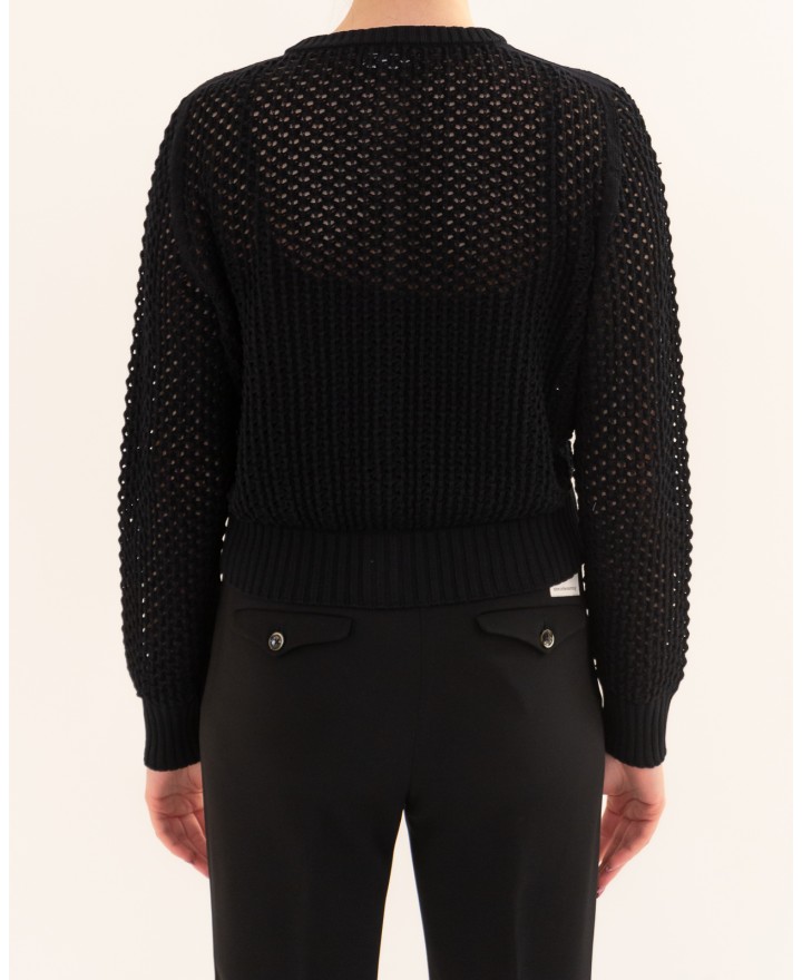 Arovescio - Cardigan Traforato Nero Donna W2535/01 999 BLACK P26