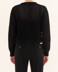 Arovescio - Cardigan Traforato Nero Donna W2535/01 999 BLACK P26
