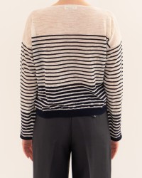 Roberto Collina - Maglia Righe Blu Donna A18006 10 ECRU/NAVY P26