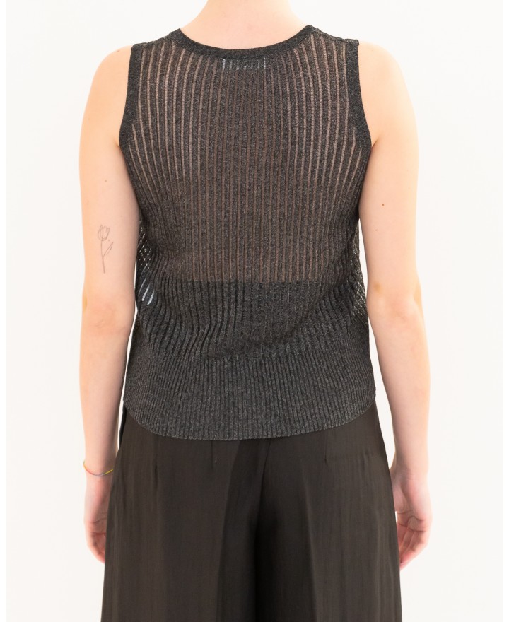 Roberto Collina - Women's Black Lurex Tank Top A37014 09 NERO P26