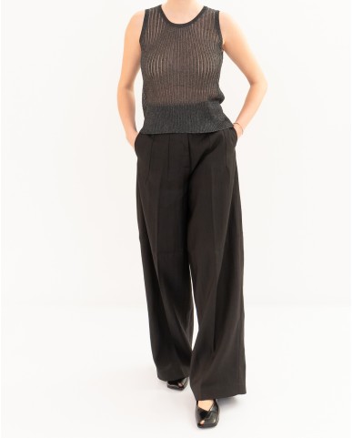 Roberto Collina - Women's Black Lurex Tank Top A37014 09 NERO P26