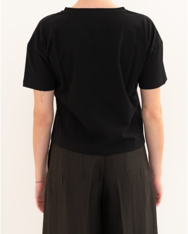 Aragona - Women's Black V-Neck T-Shirt D3354TP 101 NERO P26