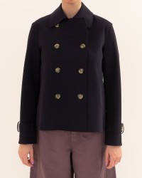 Harris Wharf - Women's Short Blue Scuba Trench Coat AG2489PJT 358 NAVY P26