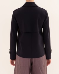 Harris Wharf - Women's Short Blue Scuba Trench Coat AG2489PJT 358 NAVY P26