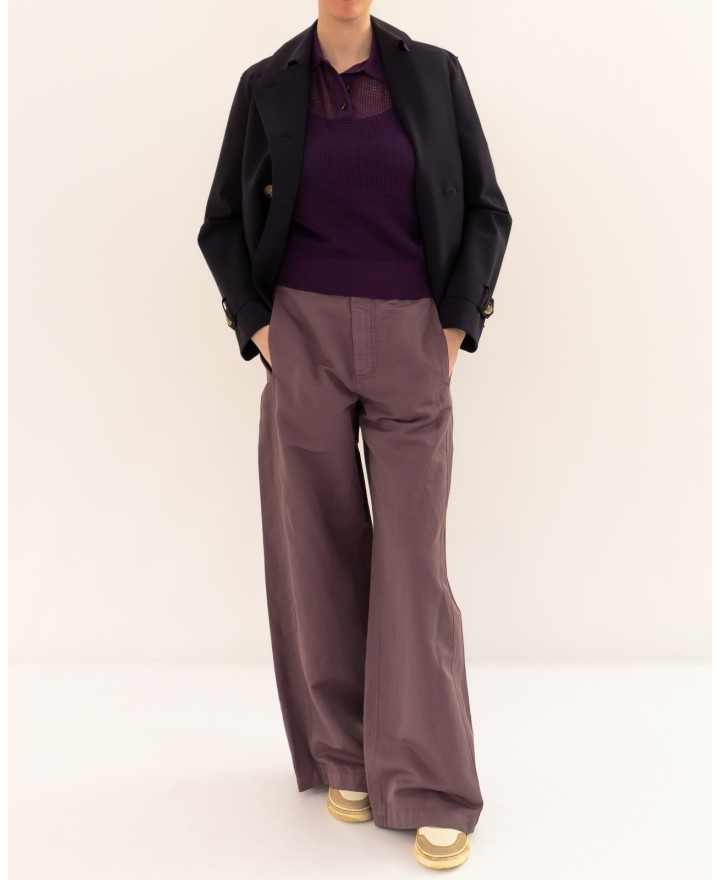 Harris Wharf - Women's Short Blue Scuba Trench Coat AG2489PJT 358 NAVY P26