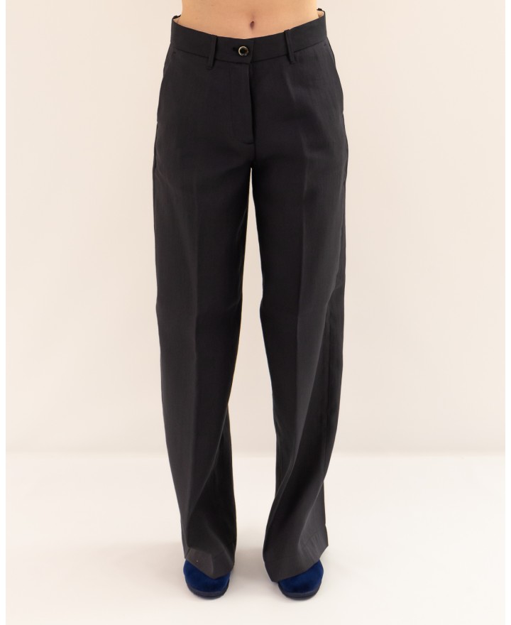 Nine in the Morning - Pantalone Fiamma Lino Blu Donna FMM27 V64 NAVY P26