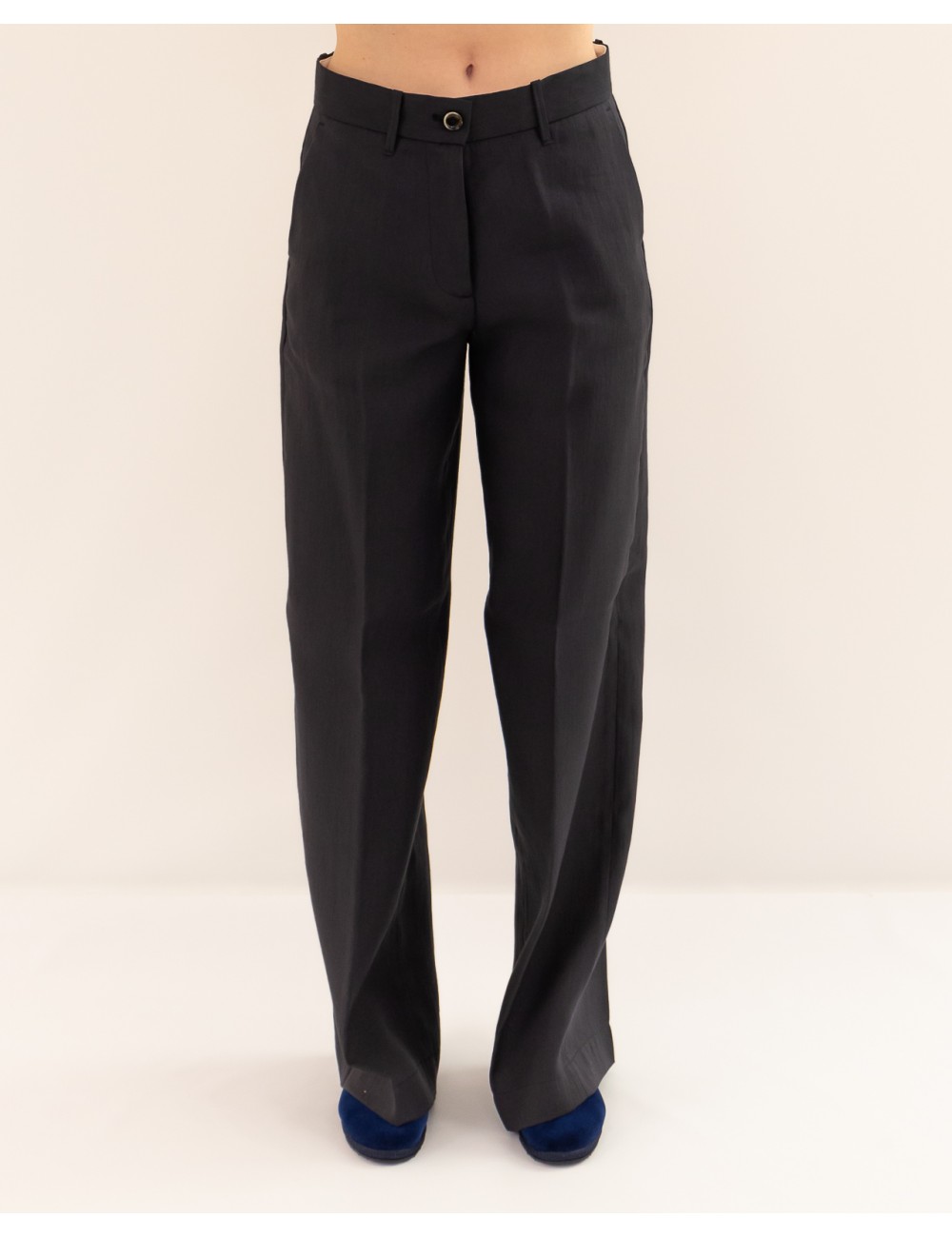 Nine in the Morning - Pantalone Fiamma Lino Blu Donna FMM27 V64 NAVY P26