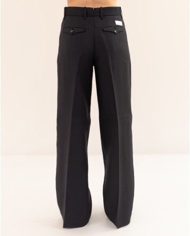 Nine in the Morning - Pantalone Fiamma Lino Blu Donna FMM27 V64 NAVY P26