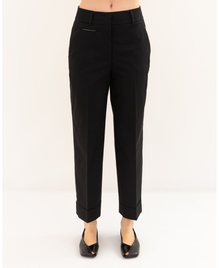 Peserico - Pantalone Cotone Nero Donna A04635 01037 705 P26