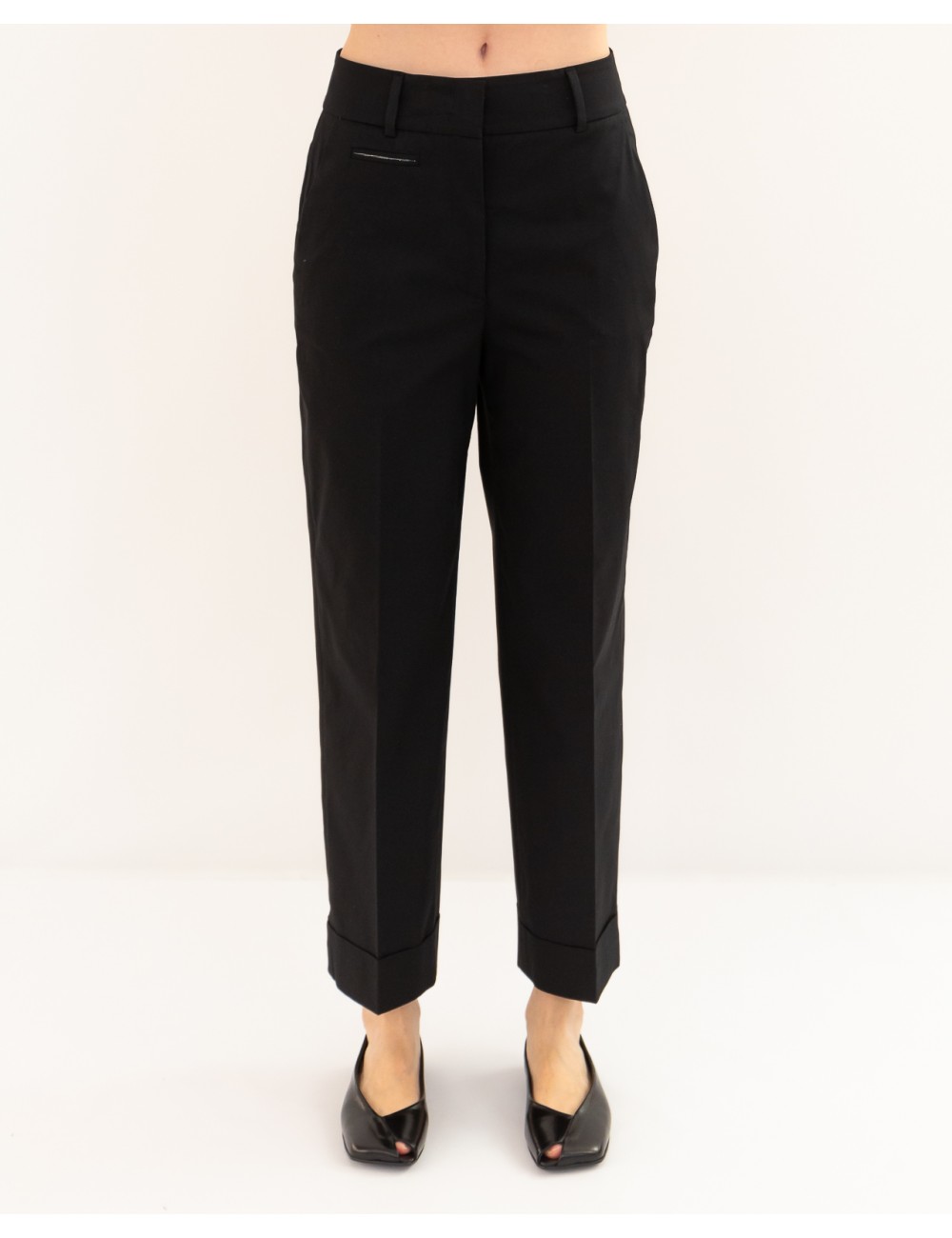 Peserico - Pantalone Cotone Nero Donna A04635 01037 705 P26