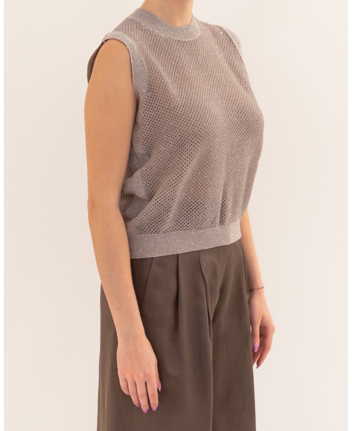 Peserico - Women's Beige Lurex Top A98208F12 9234R 03R P26