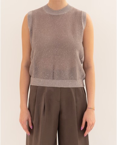 Peserico - Women's Beige Lurex Top A98208F12 9234R 03R P26