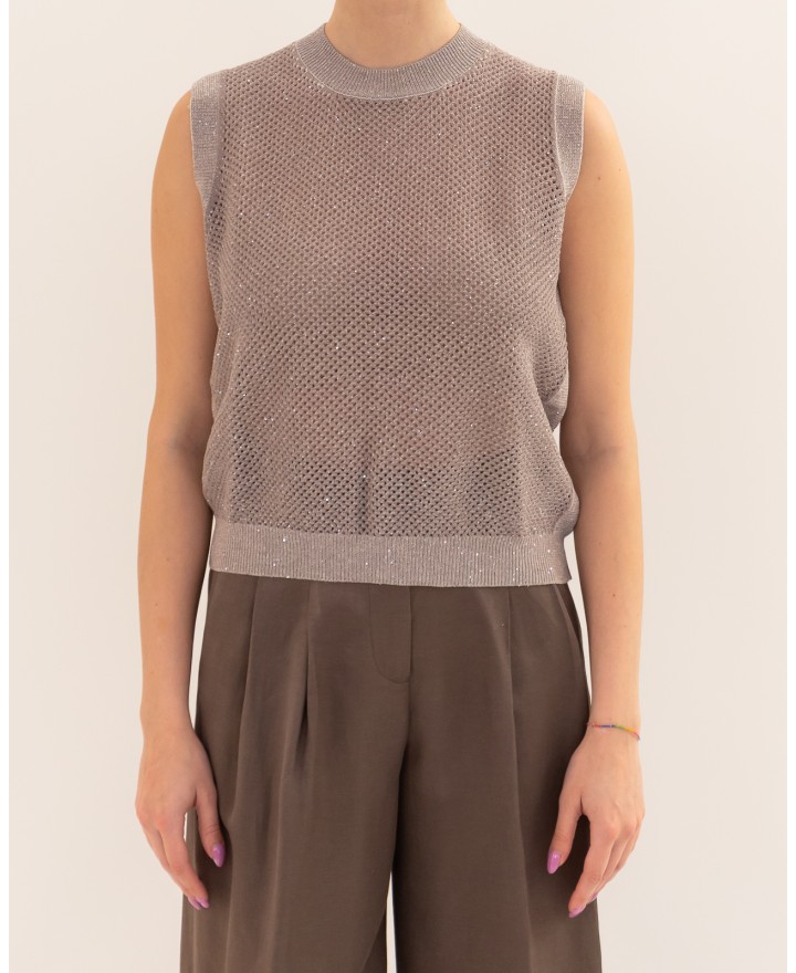 Peserico - Women's Beige Lurex Top A98208F12 9234R 03R P26