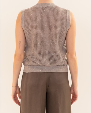 Peserico - Women's Beige Lurex Top A98208F12 9234R 03R P26