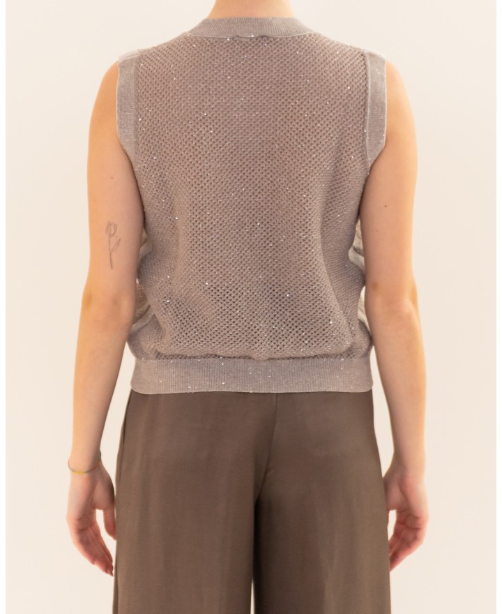 Peserico - Women's Beige Lurex Top A98208F12 9234R 03R P26