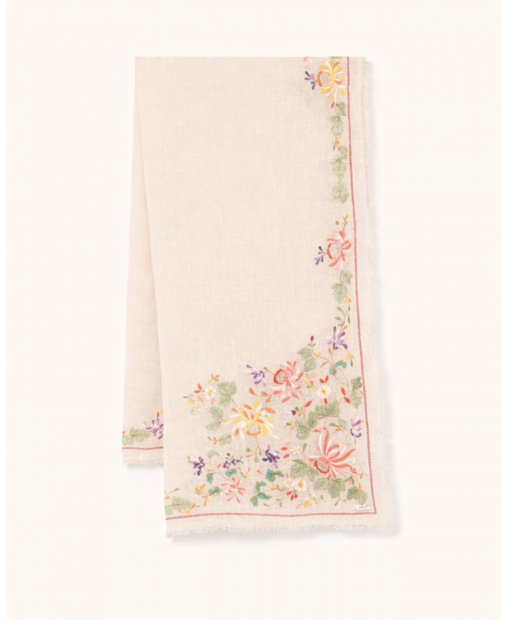 Faliero Sarti - Sciarpa Gerbera Beige Donna 1018 93940 BEIGE P26